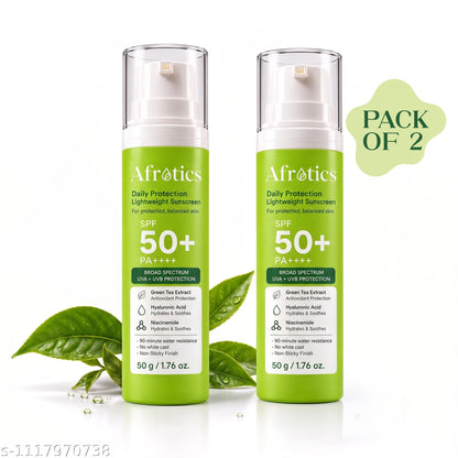 AFROTICS Daily Protection Lightweight Sunscreen SPF50+ PA++++ (Pack of 2)